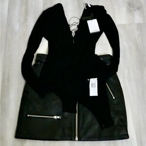 T by Alexander Wang Black Modal Spandex Lace Up Long